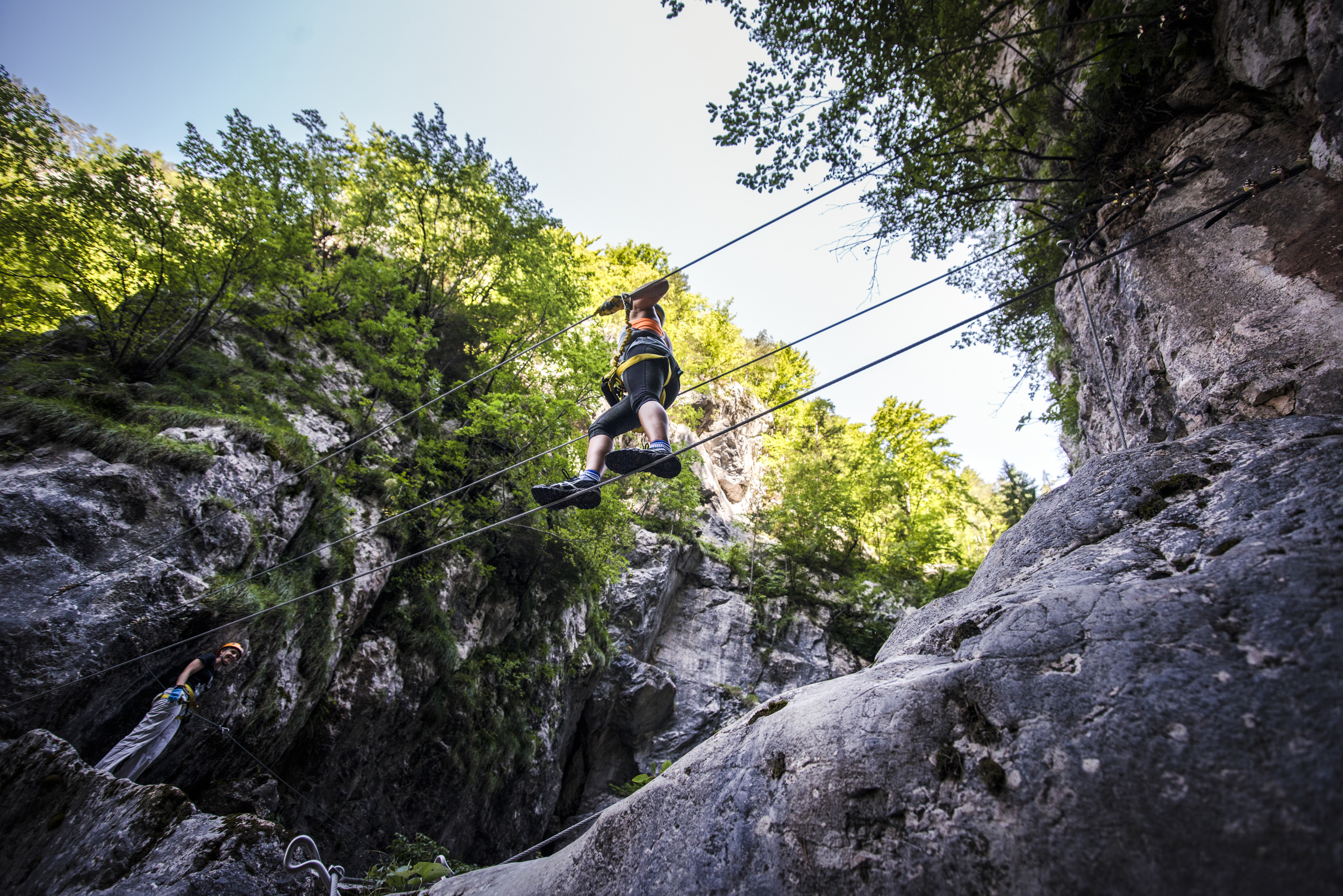 crossing the canyon over a watterfall